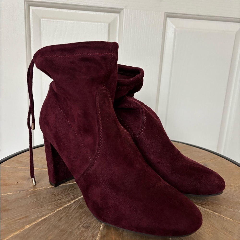 Women's Burgundy Faux Suede Ankle Boots